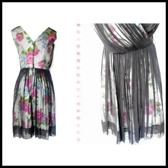 Vintage Formal Iconic 50s Dress Fit & Flare Evening Party Cocktail - Picture 9 of 14